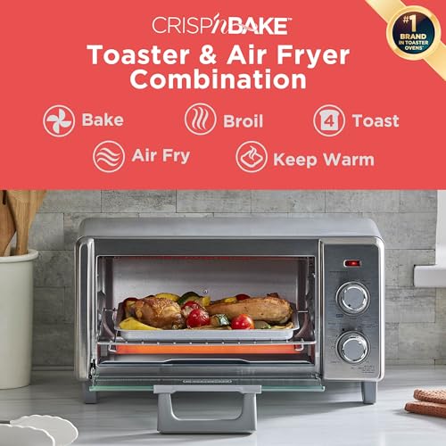 4-Slice Air Fry Toaster Oven, 5-in-1 Compact Countertop Cooking Appliance