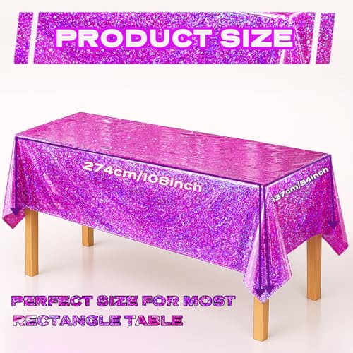 BYOJIA Pink Purple Iridescent Plastic Tablecloth 54x108 Inch Pack of 16