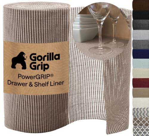 Non-Adhesive Drawer & Shelf Liner - Thick Grip Protection Mat, 12" x 10'