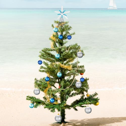 Janinka 2-Pack Mini Starfish Christmas Tree Topper – 3.15 x 4 in Coastal Decor