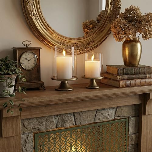 Set of 2 Elegant Hurricane Candle Holders with Glass Dome
