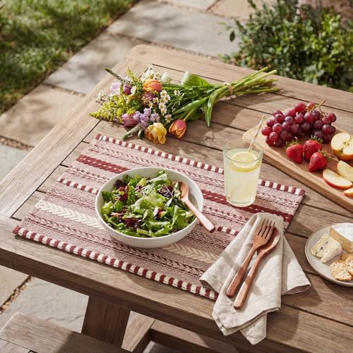 Artoid Mode Red Woven Braided Stripe Placemats, Set of 4 – 12" x 18"