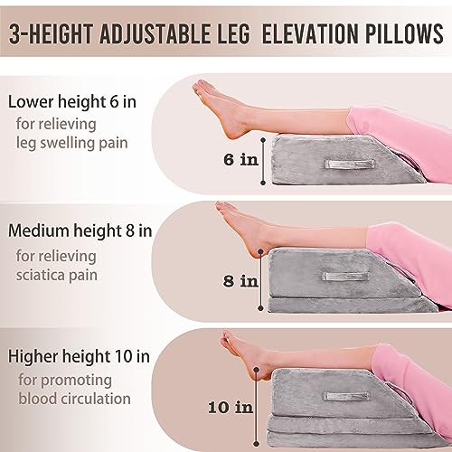 Adjustable Memory Foam Leg Elevation Pillow for Pain Relief