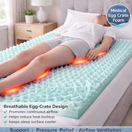 Twin Size 4-Inch Egg Crate Foam Mattress Topper for Pressure Relief