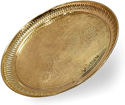 12-Inch Handcrafted Brass Pooja Thali Set for Puja and Festive Decor