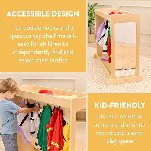 Kids Double-Sided Dress-Up Storage Rack with Mirrors and 10 Hooks