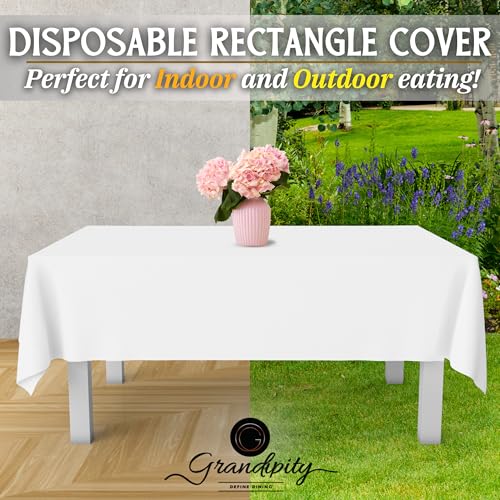 Disposable Plastic Tablecloths 54" x 108" Rectangle - 12 Pack White