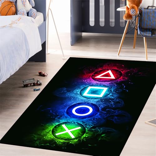 Gamer Area Rug for Boys Bedroom, Non-Slip Video Game Controller Carpet
