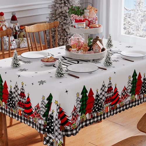 Siilues Christmas Tablecloth 60x104 Inch Rectangular Winter Holiday Decor