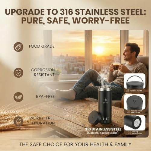 Portable Electric Travel Kettle, 120V 450ml 316 Stainless Steel Tea Boiler