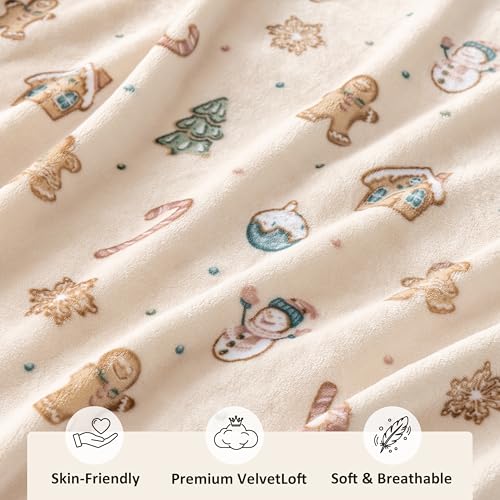 Sushing Confections Grain Fleece Christmas Throw 60x70 Inches Soft Plush Cozy Decor