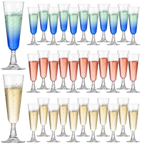 Bohiimia 40 Pack 5.5oz Clear Disposable Champagne Flutes for Parties & Events