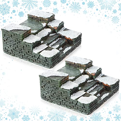 Geelin 2 Pcs Miniature Stone Steps Christmas Village Staircase with