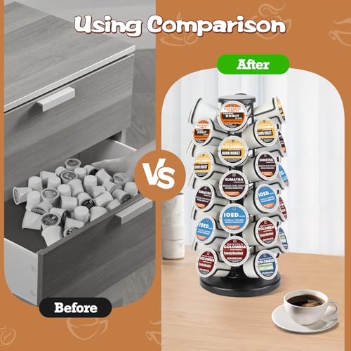 360° Rotating Coffee Pod Holder Carousel - 40 Pod Countertop Storage Stand