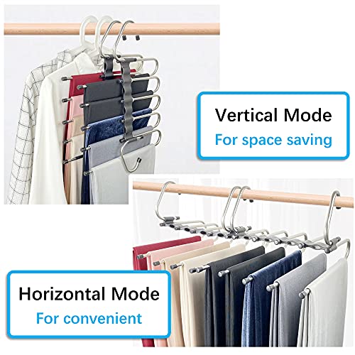 5-Tier Space-Saving Pants Hangers 2-Pack for Closet Organization