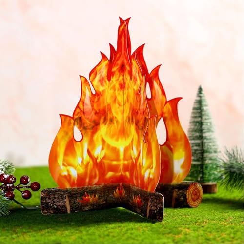 Boao 2 Sets 3D Cardboard Campfire Decor 16 x 13 Inch Gold Orange