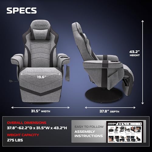 Ergonomic Gaming Recliner with Footrest, Swivel, and Cup Holder