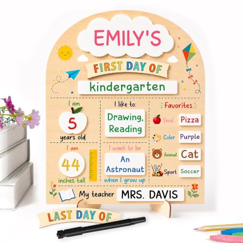 Reusable First and Last Day of School Sign - 12" x 10" Wooden Chalkboard