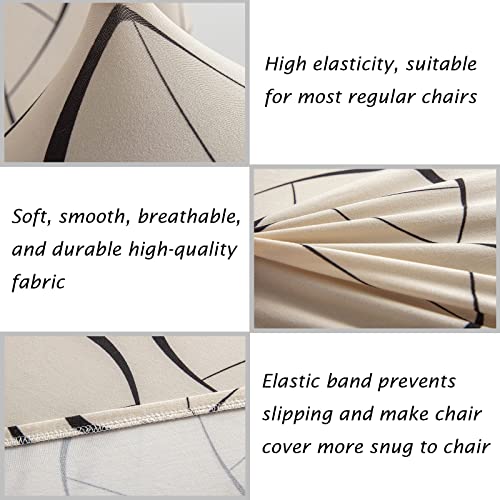 Beige Stretch Spandex Chair Covers Set of 4 for Dining Room