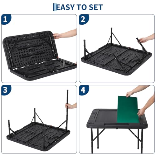 34-inch Folding Game Table with Felt Mat, 4 Cup Holders and Chip Trays