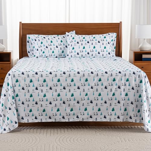 Snoopy's Winter Wonderland King Sheet Set - Microfiber Bed Sheets, 4 Pieces