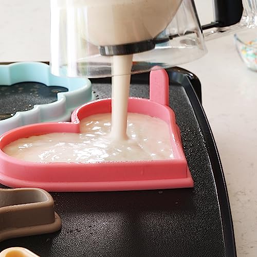 Silicone Pancake Molds Set of 4 Nonstick Fun Shapes for Griddle
