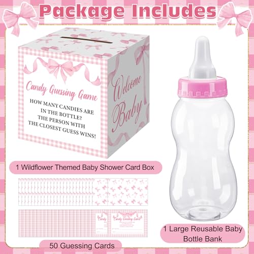 52-Piece Baby Shower Game Set with Large Bottle and Guessing Cards