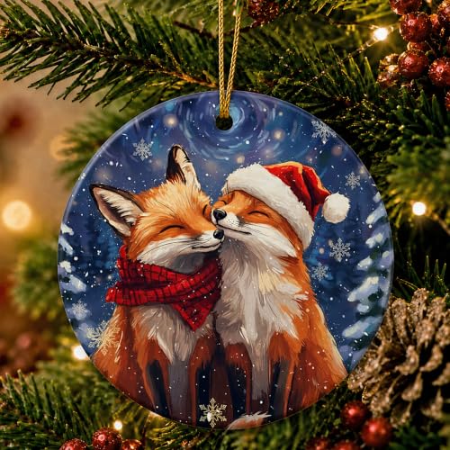Velyra Fox Christmas Ornament 2026 Couples Woodland Animal Love Gift