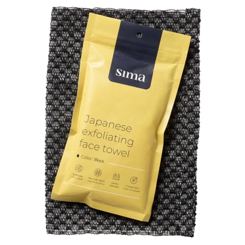 Sima Black Exfoliating Washcloth Face & Body Scrub Towel 1 Pack - Double-Sided, Hexagon Fibers