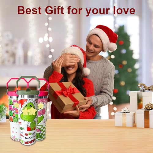 BAISHIDA 30 oz Christmas Stainless Steel Tumbler with Handle & 2 Straws - Leak Proof, Double Insulated Gift