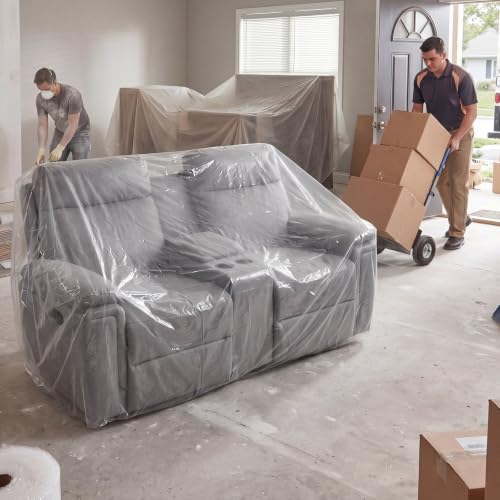 Clear Plastic Loveseat Cover, 91 W x 45 D x 50 H, 4 Mil PE