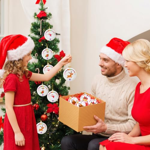 Syhood 60 Pcs 2.36'' DIY Christmas White Flat Ball Ornaments Matte Discs