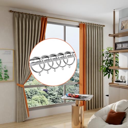 2-Inch Metal Curtain Rings with Eyelets for 1.5-Inch Rods, 42-Pack