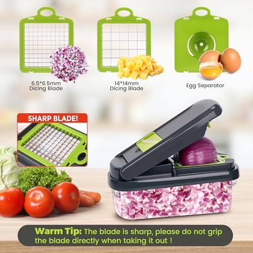 12-in-1 Vegetable Chopper with Container & 7 Blades for Meal Prep