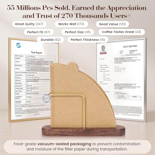 Unbleached Cone Coffee Filters #2 - 200 Pack Natural Paper (2-4 Cup)