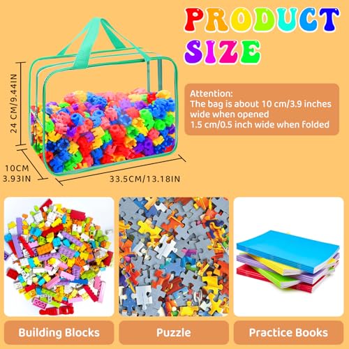 8-Pack Clear PVC Toy Storage Bags with Handles - Board Game & Puzzle Organizers