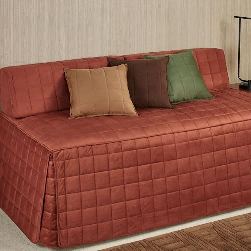 Hollywood Twin Daybed Bedding Set - 5 Piece Faux Suede in Russet