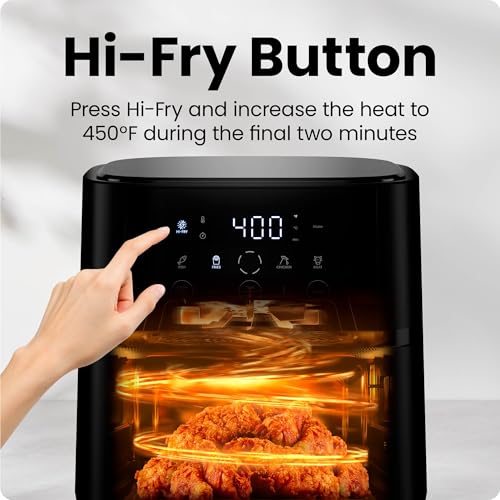 6 QT Compact Digital Air Fryer with Touchscreen & Nonstick Basket - Black
