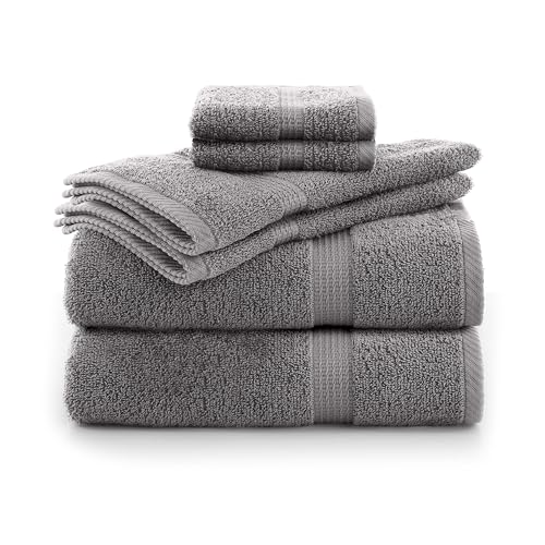 Utica Essential Grey 6-Piece Towel Set - Bath, Hand & Washcloths