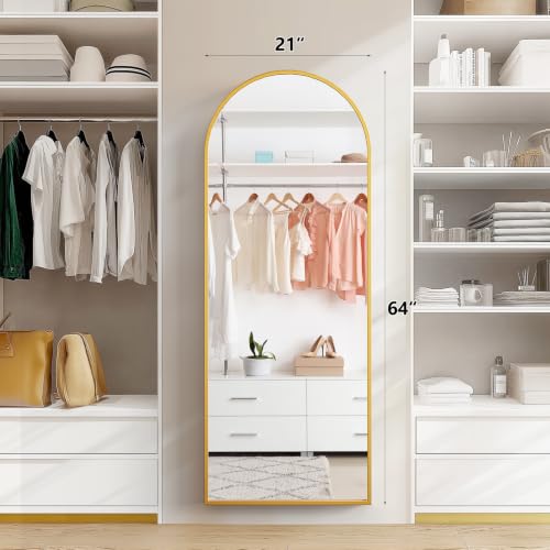 Arched Full Length Floor Mirror, 64x21 Inch Large Standing Mirror