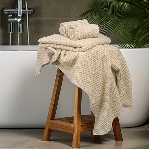 Tens Towels 100% Cotton 6-Piece Bath Towel Set - Soft & Absorbent, Beige