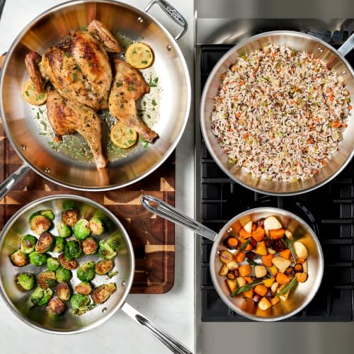 Tri-Ply Stainless Steel 12-Inch Frying Pan with Lid - Induction & Oven Safe