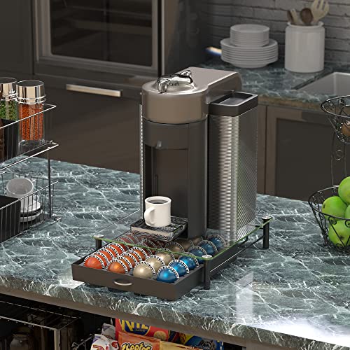 Tempered Glass Coffee Pod Storage Drawer - Fits 24 Large or 48 Small Pods