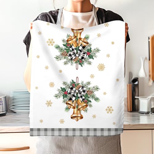Winter Woodland Deer Tea Towels Set of 4 - 100% Cotton Kitchen Hand Towels, Arquiel