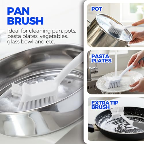 6-Piece Kitchen Dish Brush Set with Bottle, Pan & Straw Brushes (Gray)