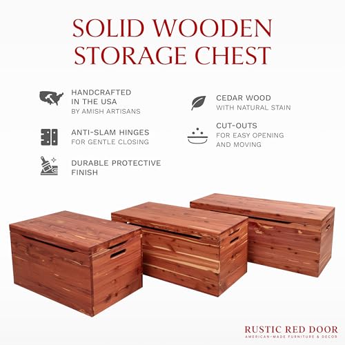 30-Inch Solid Wood Storage Chest with Anti-Slam Hinges and Handles