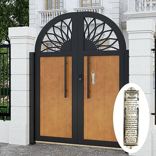 3pcs Metal Mezuzah Case Set with Scroll, 5.3-inch Decorative Door Blessing