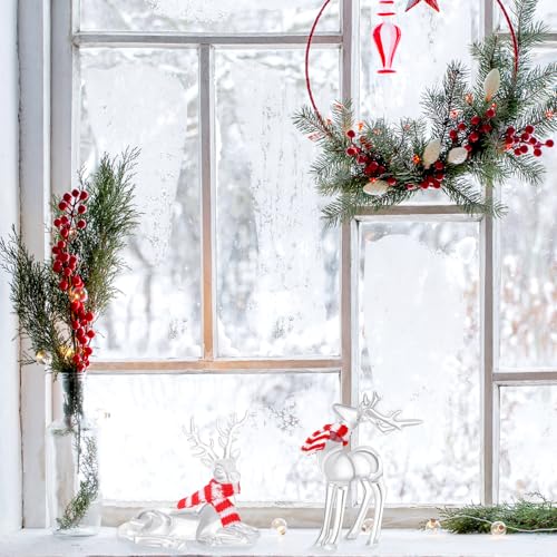Queekay 2 Pcs Acrylic Christmas Reindeer Ornaments - Vivid Style Clear Deer Figurines