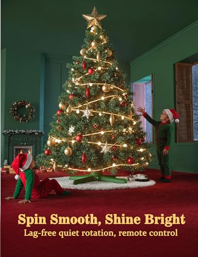 Springlift Deep Green 2026 Upgrade Rotating Christmas Tree Stand with Remote, Adjustable for Up to 7.5ft 90lb Artificial Tree
