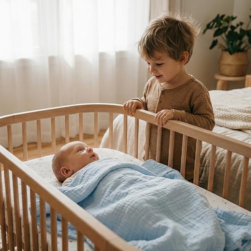 GLLQUEN BABY 100% Cotton Muslin Swaddle Blankets, 3-Pack Soft Baby Wraps